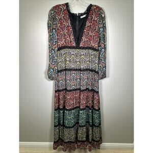 Alice +‎ Olivia Karolina Crest Tile Paneled Maxi Dress 6 EUC